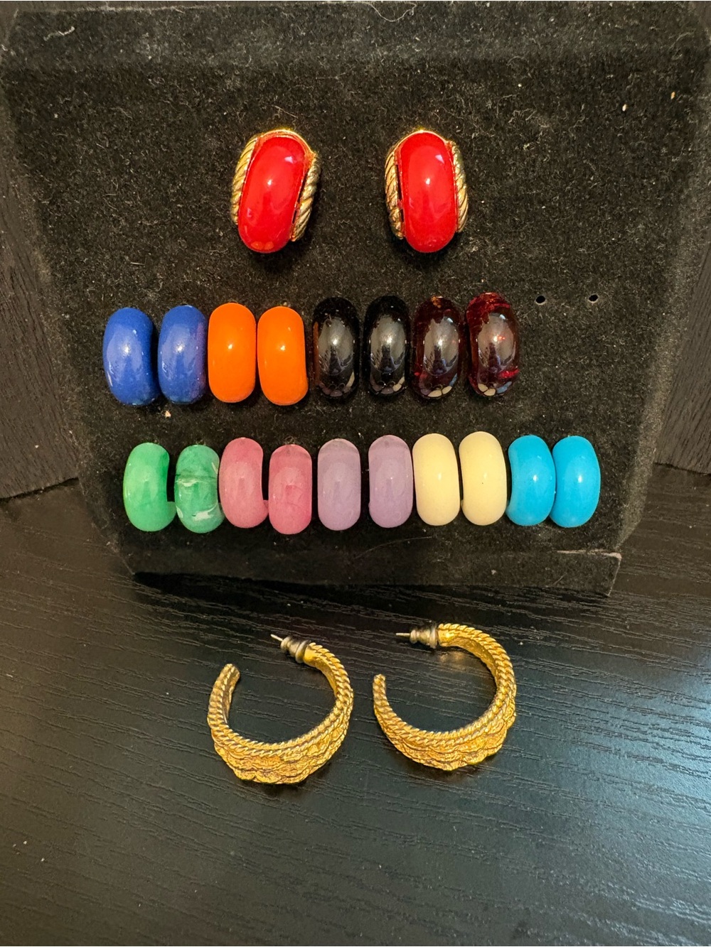 KJL kenneth j lane earrings interchangeable multi colored and gold tone hoop